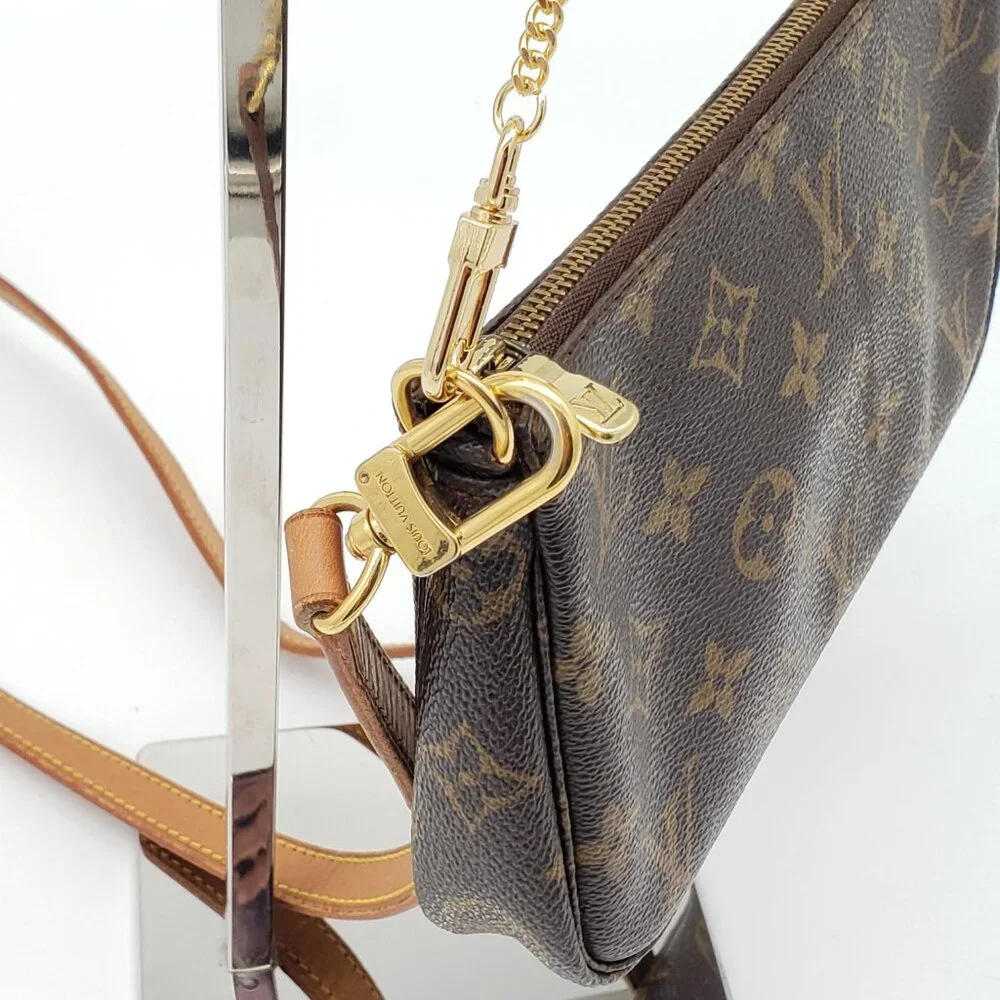 Louis Vuitton Pochette Accessoires Monogram Crossbody | LV Chain Shoulder Bag - Picture 9 of 16